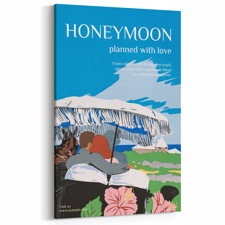 Vintage Travel Poster - Honeymoon Getaway | Retro Romance Art Print