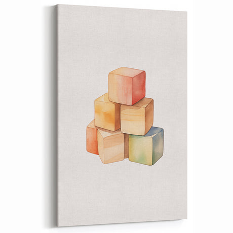 Colorful Wooden Blocks Nursery Wall Art – Baby Room Decor Prints