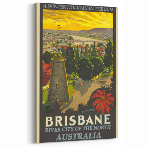 Brisbane Retro Travel Poster | Vintage River City Art Print