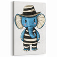 Striped Blue Elephant Nursery Art - Baby Room Decor
