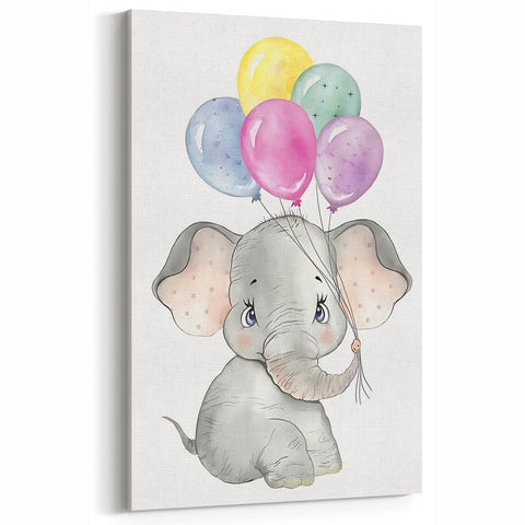 Baby Elephant Balloon Nursery Wall Art – Kids Room & Baby Decor