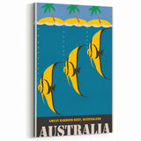 Great Barrier Reef Retro Travel Poster | Queensland Marine Life Art