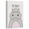 Be Happy Hippo Nursery Wall Art – Baby Room & Kids Decor Print
