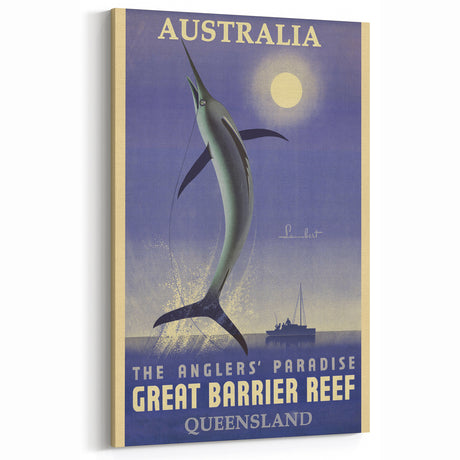 Great Barrier Reef Retro Travel Poster | Fishing Paradise Art