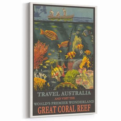 Great Coral Reef Retro Travel Poster | Vintage Marine Life Art