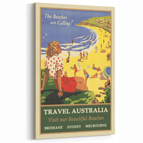 Australia Retro Beach Travel Poster | Vintage Coastal Escape Art
