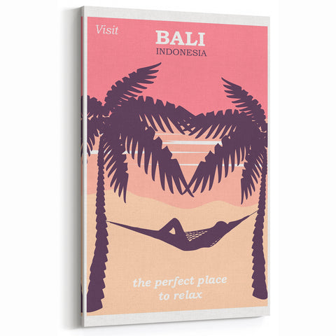 Bali Retro Travel Poster | Tropical Relaxation Hammock Art