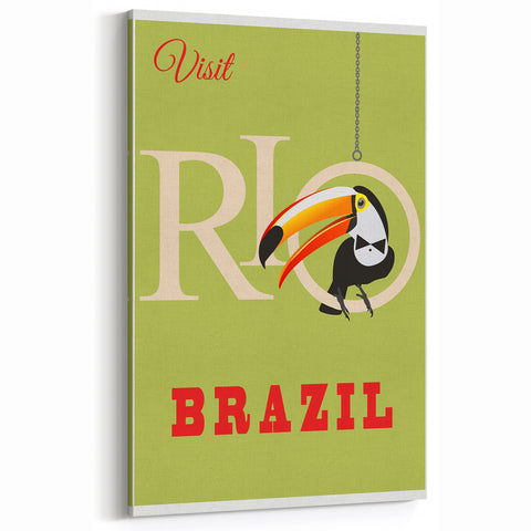 Rio Retro Travel Poster | Vibrant Toucan & Brazil Paradise Art