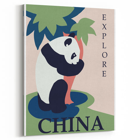 Retro China Travel Poster – Vintage Panda Art Print
