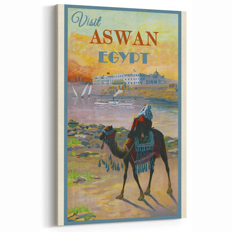 Retro Aswan Egypt Travel Poster – Vintage Desert & River Art