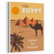 Retro Egypt Travel Poster – Vintage Pyramids and Camel Art