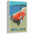 Retro Côte d'Azur Travel Poster – Vintage Racing Car Art