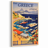 Retro Athens Travel Poster – Vintage Greece Seaside Art