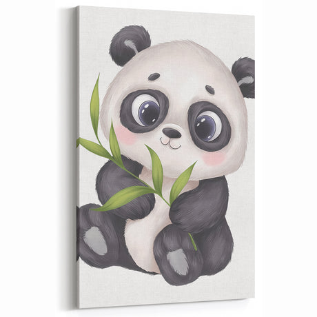 Cute Panda Nursery Wall Art – Baby Room & Kids Bamboo Decor Print