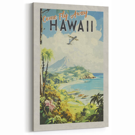 Retro Hawaii Travel Poster – Vintage Aerial View Art