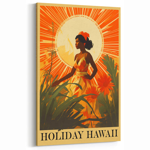 Retro Hawaii Travel Poster – Vintage Tropical Island Art