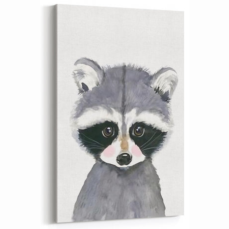 Cute Raccoon Nursery Wall Art – Baby Room & Kids Woodland Decor