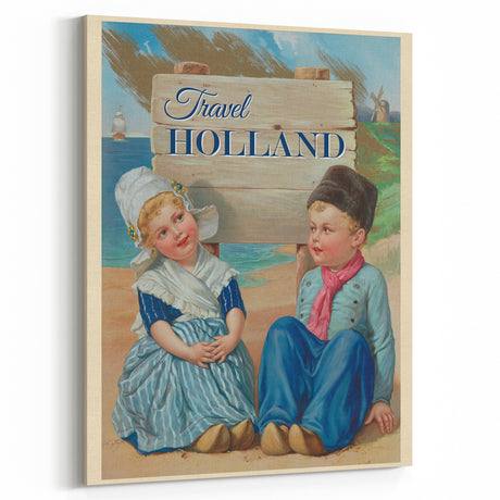 Retro Holland Travel Poster – Vintage Dutch Kids Art