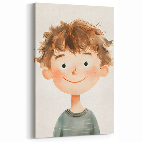 Smiling Boy Nursery Wall Art – Kids Room & Baby Room Decor
