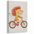 Children’s Wall Art – Lion on Bicycle Nursery Canvas Print
