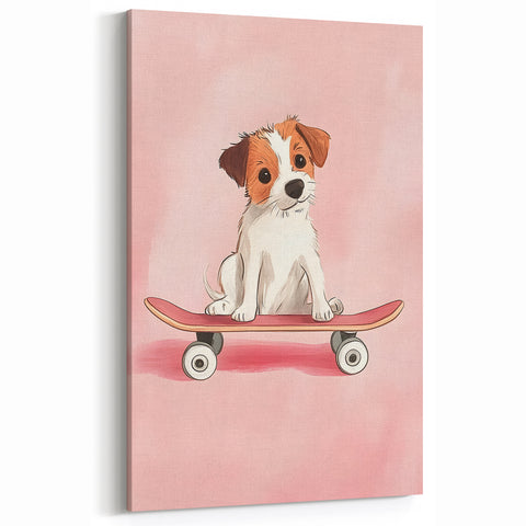 Framed Baby Art Prints – Puppy on Skateboard Nursery Wall Art