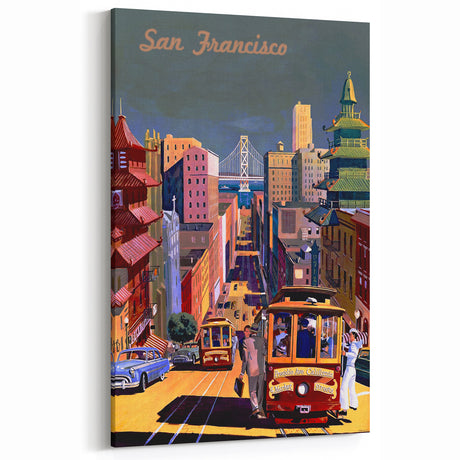 Vintage San Francisco Travel Poster - Cable Cars & City Views