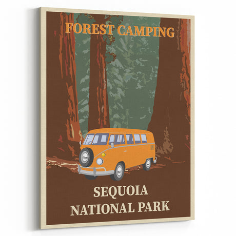 Vintage Sequoia National Park Poster - Forest Camping Art