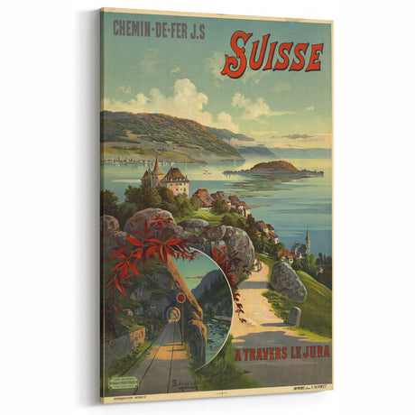 Vintage Switzerland Travel Poster - Jura Region Scenic Art Print