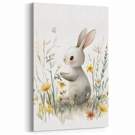 Bunny in Meadow Nursery Wall Art - Baby Room & Kids Decor
