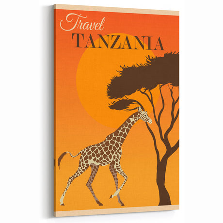 Retro Tanzania Travel Poster - Vintage Safari Wall Art