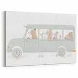 Whimsical Animal Car Ride Nursery Wall Art - Kids Room Prints