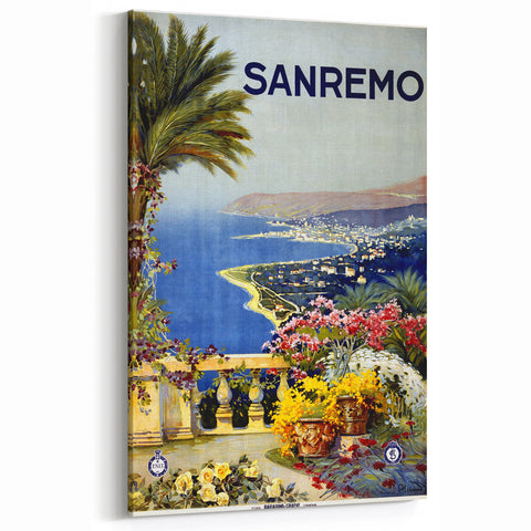 Retro Sanremo Travel Poster – Vintage Italian Riviera Art