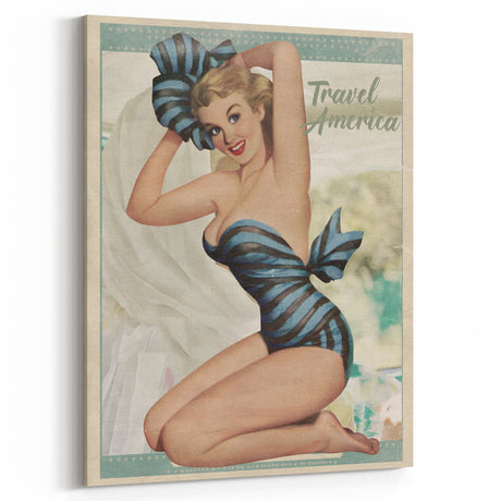 Retro Travel America Poster – Vintage Pin-Up Art Print