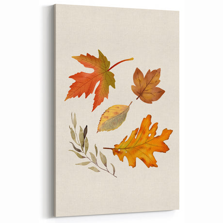 Watercolor Fall Leaves Wall Art - Autumn Canvas Art for Seasonal Decor