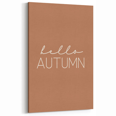 Minimalist Hello Autumn Wall Art - Fall Canvas Art for Cozy Decor