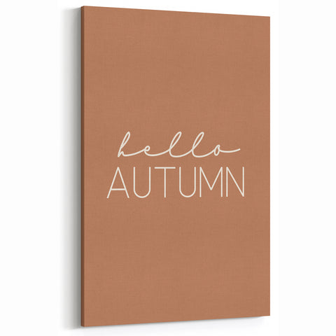 Minimalist Hello Autumn Wall Art - Fall Canvas Art for Cozy Decor