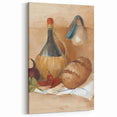 Rustic Wine & Bread Still Life - Beverage & Kitchen Wall Art