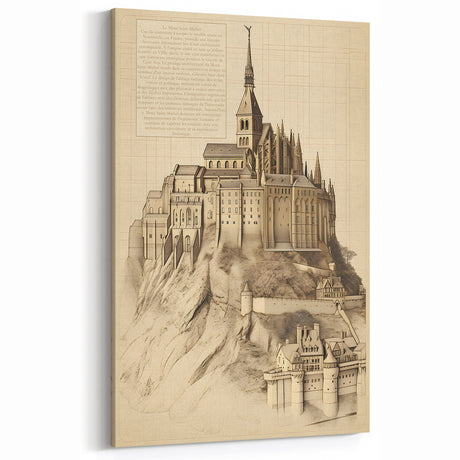 Architectural Wall Art: Mont Saint-Michel Illustration Print