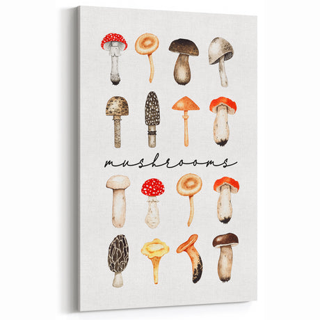 Vintage Mushroom Wall Art - Autumn Canvas Art for Rustic Decor