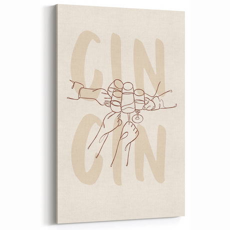 Minimalist Cheers Wine Art - Bar & Kitchen Wall Decor
