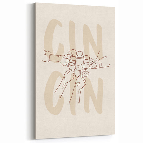 Minimalist Cheers Wine Art - Bar & Kitchen Wall Decor