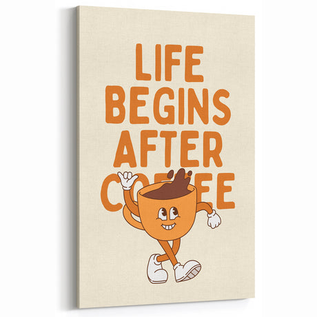 Retro Coffee Quote Wall Art - Kitchen & Café Decor
