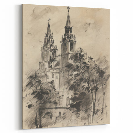 Historic Church Tower Architectural Wall Art