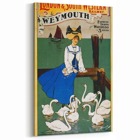 Vintage Weymouth Train Travel Poster - Retro Wall Art Print