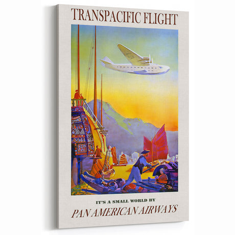 Vintage Transpacific Flight Poster - Retro World Travel Wall Art