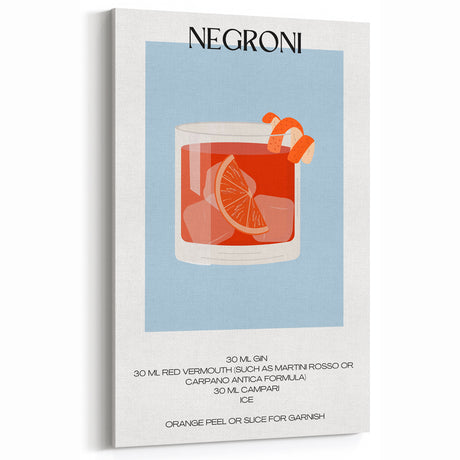 Negroni Cocktail Print - Bar Wall Art for Kitchen & Home Bar