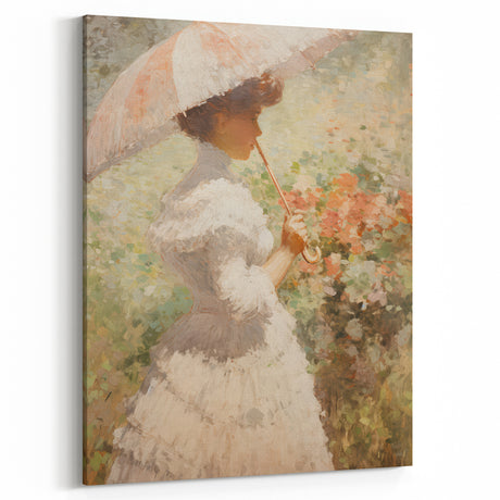 Antique Portrait Prints – Elegant Vintage Lady with Parasol Art
