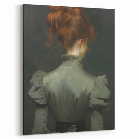 Classic Portrait Artwork – Vintage Lady in Green Victorian Dress