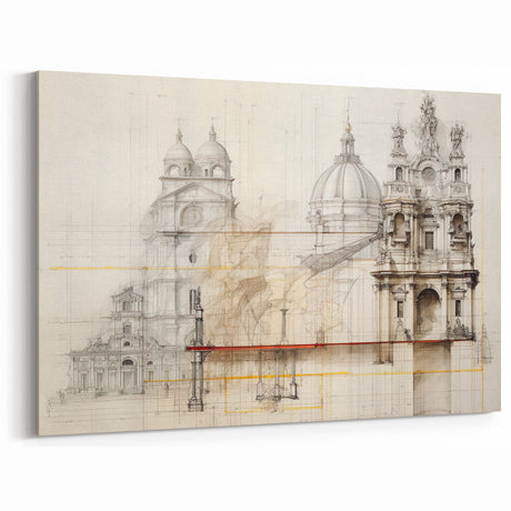 Vintage Architectural Wall Art - Historic Building Illustrations