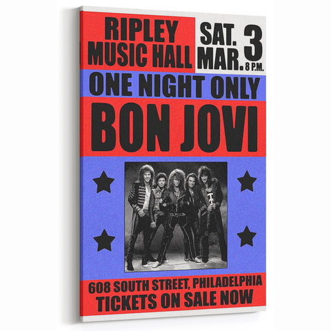 Vintage Bon Jovi Ripley Music Hall Poster - Retro Music Wall Art